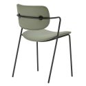 Lot de 2 chaises structure métal noir assise et dossier en PU vert - AKIMA