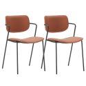 Lot de 2 chaises structure métal noir assise et dossier en PU brique - AKIMA