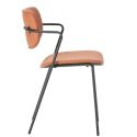 Lot de 2 chaises structure métal noir assise et dossier en PU brique - AKIMA