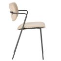 Lot de 2 chaises structure métal noir assise et dossier en PU beige - AKIMA