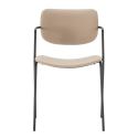 Lot de 2 chaises structure métal noir assise et dossier en PU beige - AKIMA