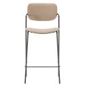 Lot de 2 tabourets de bar structure métal noir assise et dossier en PU gris bleuté - AKIMA