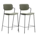 Lot de 2 tabourets de bar structure métal noir assise et dossier en PU vert - AKIMA
