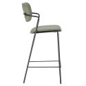 Lot de 2 tabourets de bar structure métal noir assise et dossier en PU vert - AKIMA