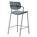 Lot de 2 tabourets de bar structure métal noir assise et dossier en PU brique - AKIMA