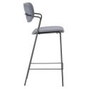 Lot de 2 tabourets de bar structure métal noir assise et dossier en PU brique - AKIMA
