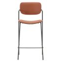 Lot de 2 tabourets de bar structure métal noir assise et dossier en PU beige - AKIMA