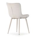 Lot de 2 chaises en tissu maille avec surpiqûres beige pieds métal crème - RIBEL