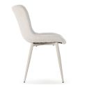 Lot de 2 chaises en tissu maille avec surpiqûres beige pieds métal crème - RIBEL