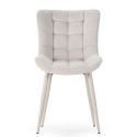 Lot de 2 chaises en tissu maille avec surpiqûres beige pieds métal crème - RIBEL