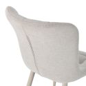 Lot de 2 chaises en tissu maille avec surpiqûres beige pieds métal crème - RIBEL