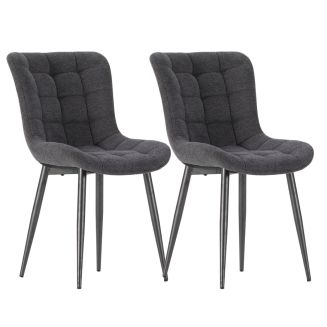 Lot de 2 chaises en tissu maille avec surpiqûres et pieds métal gris foncé - RIBEL
