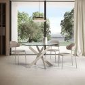 Table ronde Ø120cm pieds métal crème et plateau en verre - RITHA