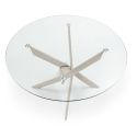 Table ronde Ø120cm pieds métal crème et plateau en verre - RITHA