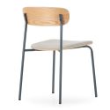 Lot de 2 chaises structure métal bleu foncé assise et dossier bois et PU beige - LAURA