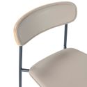 Lot de 2 chaises structure métal bleu foncé assise et dossier bois et PU beige - LAURA