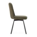 Lot de 2 chaises pivotantes tissu maillé vert surpiqûres décalées et pieds en métal noir - MICHAL