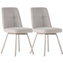 Lot de 2 chaises pivotantes tissu maillé beige surpiqûres décalées et pieds en métal crème - MICHAL