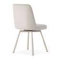 Lot de 2 chaises pivotantes tissu maillé beige surpiqûres décalées et pieds en métal crème - MICHAL