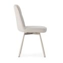 Lot de 2 chaises pivotantes tissu maillé beige surpiqûres décalées et pieds en métal crème - MICHAL