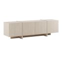 Meuble TV 4 portes aspect bois clair avec pieds-séparations pleins beige - VISION