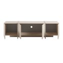 Meuble TV 4 portes aspect bois clair avec pieds-séparations pleins beige - VISION