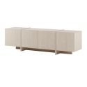 Meuble TV 4 portes aspect bois clair avec pieds-séparations pleins beige - VISION