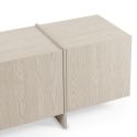 Meuble TV 4 portes aspect bois clair avec pieds-séparations pleins beige - VISION