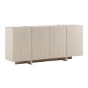 Buffet 4 portes aspect bois clair avec pieds-séparations pleins beige - VISION