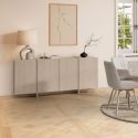 Buffet 4 portes aspect bois clair avec pieds-séparations pleins beige - VISION