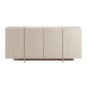 Buffet 4 portes aspect bois clair avec pieds-séparations pleins beige - VISION