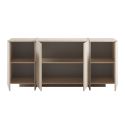 Buffet 4 portes aspect bois clair avec pieds-séparations pleins beige - VISION