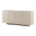 Buffet 4 portes aspect bois clair avec pieds-séparations pleins beige - VISION