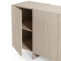 Buffet 4 portes aspect bois clair avec pieds-séparations pleins beige - VISION