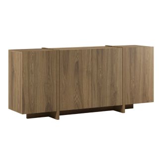 Buffet 4 portes avec pieds-séparations pleins aspect bois foncé - VIOLETA