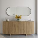 Buffet 4 portes avec pieds-séparations pleins aspect bois foncé - VIOLETA