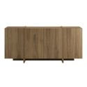 Buffet 4 portes avec pieds-séparations pleins aspect bois foncé - VIOLETA