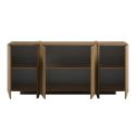 Buffet 4 portes avec pieds-séparations pleins aspect bois foncé - VIOLETA