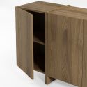 Buffet 4 portes avec pieds-séparations pleins aspect bois foncé - VIOLETA
