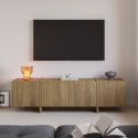 Meuble TV 4 portes avec pieds-séparations pleins aspect bois foncé - VIOLETA