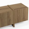 Meuble TV 4 portes avec pieds-séparations pleins aspect bois foncé - VIOLETA