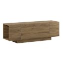 Meuble TV 1 porte abattante et 2 niches latérales aspect bois clair et beige mat - TRIVOR