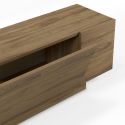 Meuble TV 1 porte abattante et 2 niches latérales aspect bois clair et beige mat - TRIVOR