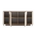 Buffet 4 portes beige mat avec 2 portes centrales aspect bois clair - TRIVOR