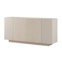 Buffet 4 portes beige mat avec 2 portes centrales aspect bois clair - TRIVOR