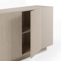 Buffet 4 portes beige mat avec 2 portes centrales aspect bois clair - TRIVOR
