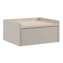 Chevet suspendu 1 tiroir beige mat plateau aspect bois clair - DEKTER