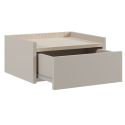 Chevet suspendu 1 tiroir beige mat plateau aspect bois clair - DEKTER