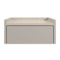 Chevet suspendu 1 tiroir beige mat plateau aspect bois clair - DEKTER