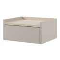 Chevet suspendu 1 tiroir beige mat plateau aspect bois clair - DEKTER